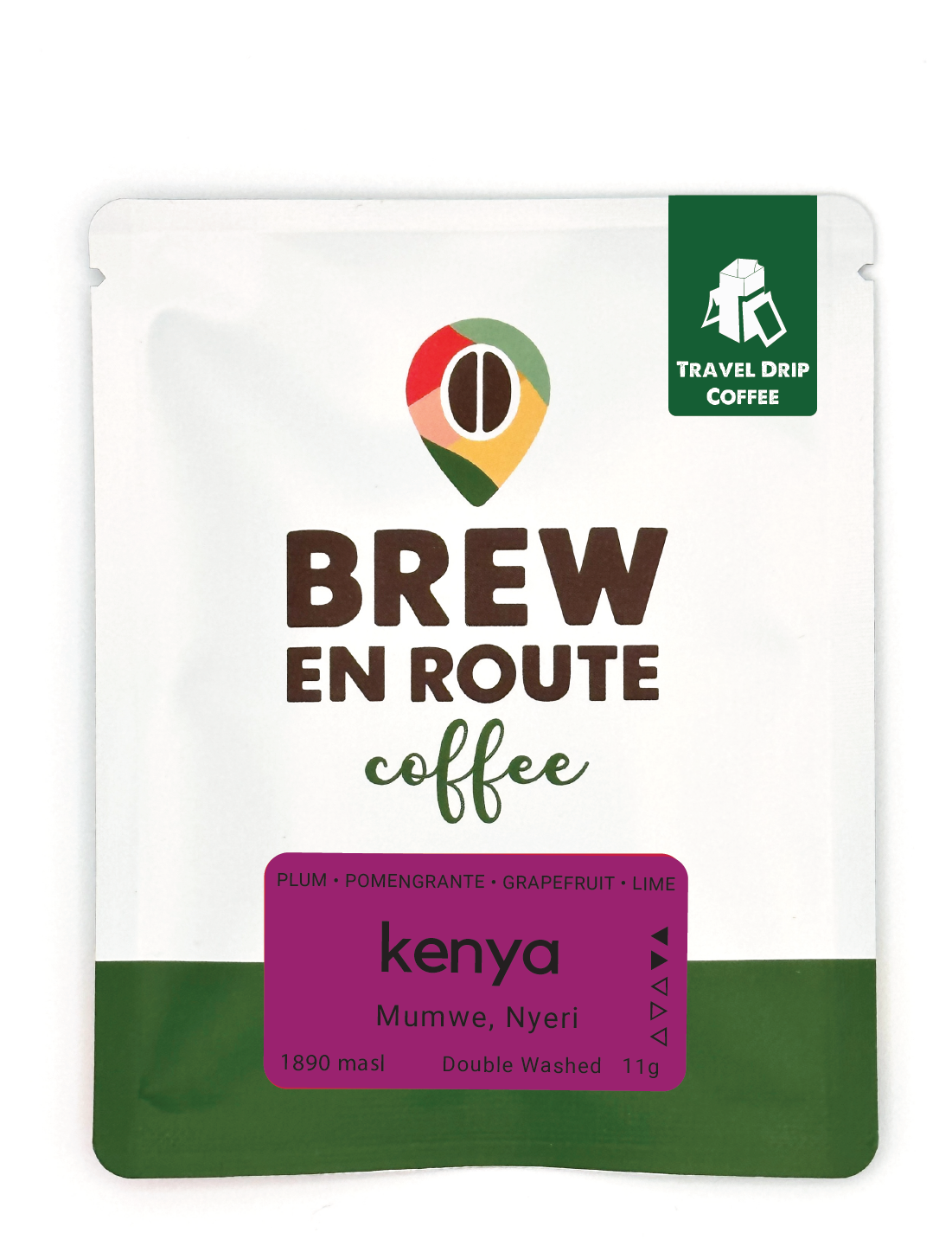 Kenya |Double Fermented and Double Washed | Travel Drip Coffee Single Serve (12 pack)