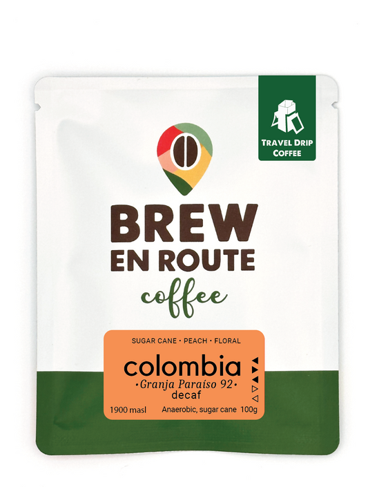 Colombia Sugar Cane Decaf Granja Paraíso 92 | Travel Drip Coffee Single Serve (12 pack)